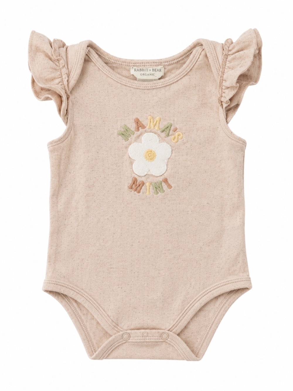 Rabbit + Bear Organic Cotton Pink Floral Ruffle-Sleeve One-Piece